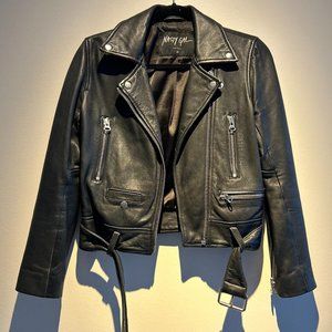 Nasty Gal - 100% Leather Black Jacket, Size XS